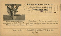 Walker Manufacturing Co. Postcard