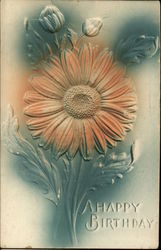 A Happy Birthday - Embossed Flower Postcard