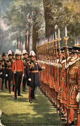 His Majesty The King Inspecting the Yeomen of the Guard National Guard Postcard Postcard