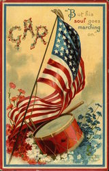 G.A.R. But his Soul Goes Marching on Patriotic Postcard Postcard