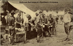 Serving Rations at Company Kitchen Postcard