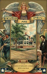 Sword and Pen, The Home of Abraham Lincoln, Springfield, Ill Postcard