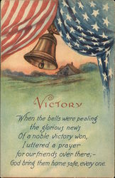 Victory, When the Bells Were Pealing the Glorious News of a noble Victory Won Patriotic Postcard Postcard