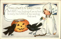 Halloween Greeting, Be-CAWS I am Thinking of you so Hard is Really the CAWS of my Sending This Card Postcard Postcard