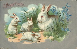 A Happy Easter With Bunnies Postcard Postcard