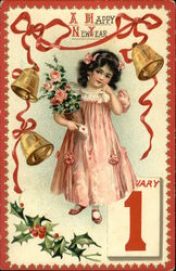 A Happy New Year, January 1 Postcard