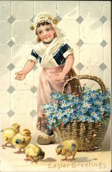 Easter Greetings With Children Postcard Postcard