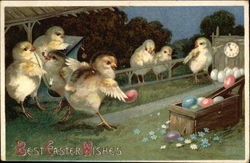 Best Easter Wishes with Chicks & Eggs Postcard Postcard