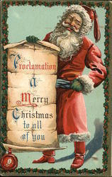 Proclamation, A Merry Christmas to All of You Santa Claus Postcard Postcard