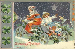 Santa on Tricycle with Presents Postcard