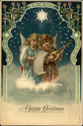 A Happy Christmas Angels Postcard Postcard