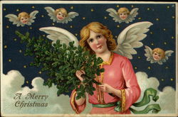 A Merry Christmas Angels Postcard Postcard