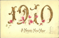 A Happy New Year, 1910 Year Dates Postcard Postcard