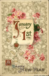 A Happy New Year, January 1st Postcard