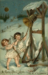 A Happy New Year Angels & Cherubs Postcard Postcard