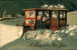 A Prosperous New Year with two Children Postcard