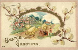 Easter Greeting With Chicks Postcard Postcard