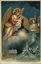 A merry Christmas Angels Postcard Postcard