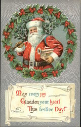 May Every Joy Gladden Your Heart This Festive Day! Santa Claus Postcard Postcard