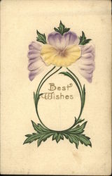 Best Wishes - Purple & Yellow Pansies Airbrushed Postcard Postcard