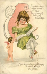 A girl and a cupid Postcard