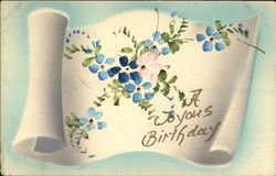 A Joyous Birthday, With Blue Flowers Postcard Postcard