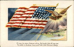 US Flag and a Bird flying Postcard