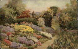 An Old World Garden Flowers Postcard Postcard