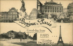 Bonjour de Paris France Postcard Postcard