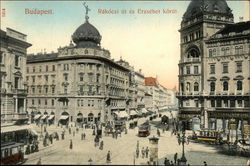 Rákóczi út és Erzsébet körút Budapest, Hungary Postcard Postcard