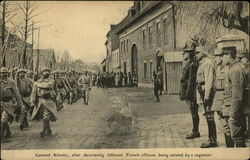 General Allenby, after decorating different French officers, being saluted by a regiment Postcard