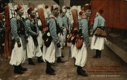 The Turcos - the Algerian "Fire Eaters" of the French Army - Leaving Paris Postcard