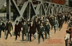 German Mobilization - Reservists on Way to Railroad Station Postcard