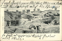 Soldiers, Destroyed Fortification and Canon World War I Postcard Postcard