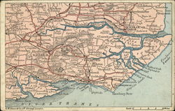 Map of North Bank of River Thames and Surroundings Postcard