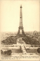 The Eiffel Tower, New Gardens of the March Field and the Great Wheel Paris, France Postcard Postcard