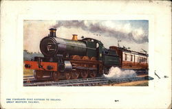 The Fishguard Boat Express to Ireland, Great Western Railway Locomotives Postcard Postcard