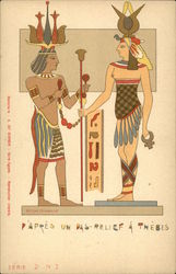 Ancient Egyptian Woman and Man Wearing Elaborate Clothing Postcard