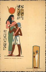 Goddess Isis Nursing King Seti I and God Ptah Art Postcard Postcard