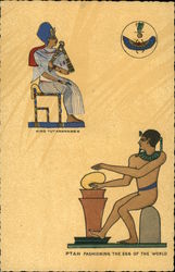 Ptah Fashioning The Egg Of The World, With King Tutankhamen Egypt Africa Postcard Postcard