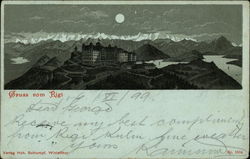 Hotel and Mountains Postcard