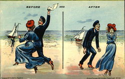 Before and After - Sailing Comic, Funny Postcard Postcard