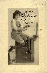 If You Brace up a Bit You'll Win Women Postcard Postcard