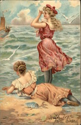 Young Women in Bathing Costumes Postcard