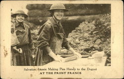 Salvation Lassie Making Pies Handy to the Dugout at the Front France World War I Postcard Postcard