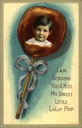 I am Sending you a Kiss my Sweet Little Lolly Pop Children Postcard Postcard