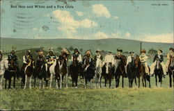 Red Men and White and a Few Girls Horses Postcard Postcard