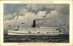 Colonial Line Steamer Concord, Between New York and New England Steamers Postcard Postcard