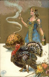 Thanksgiving Day Women Postcard Postcard