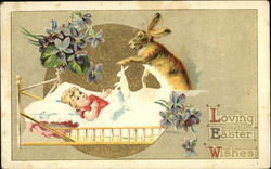 Loving Easter Wishes With Bunnies Postcard Postcard